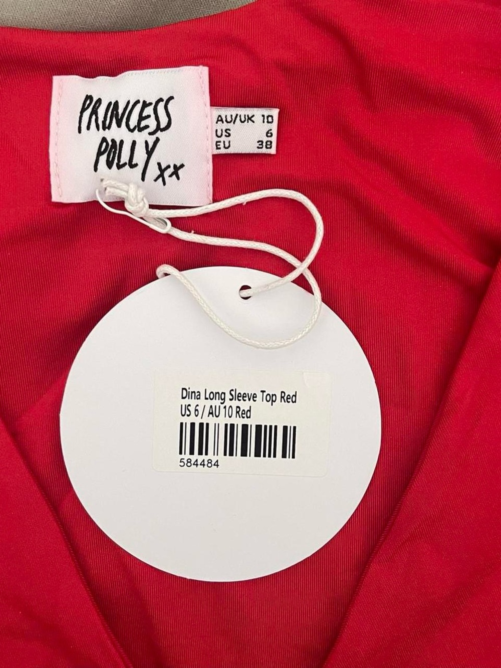 Princess Polly Red Twist-Front Long Sleeve Crop Top - Picture 2 of 4